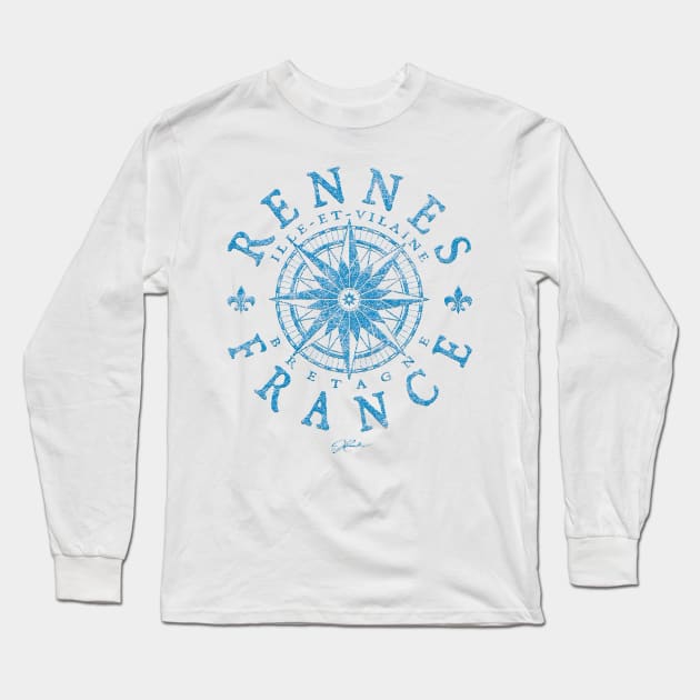 Rennes, Brittany, France, Compass Long Sleeve T-Shirt by jcombs